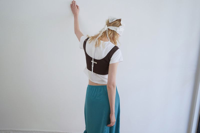 Layered bustier top_brown