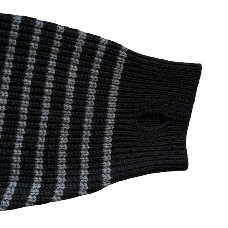 MEI STRIPE HAND-WARMER KNIT ZIP-UP UNISEX (2Color)