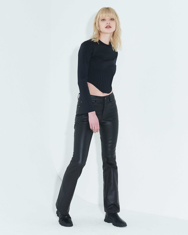 Pintuck Jersey Top _ Black