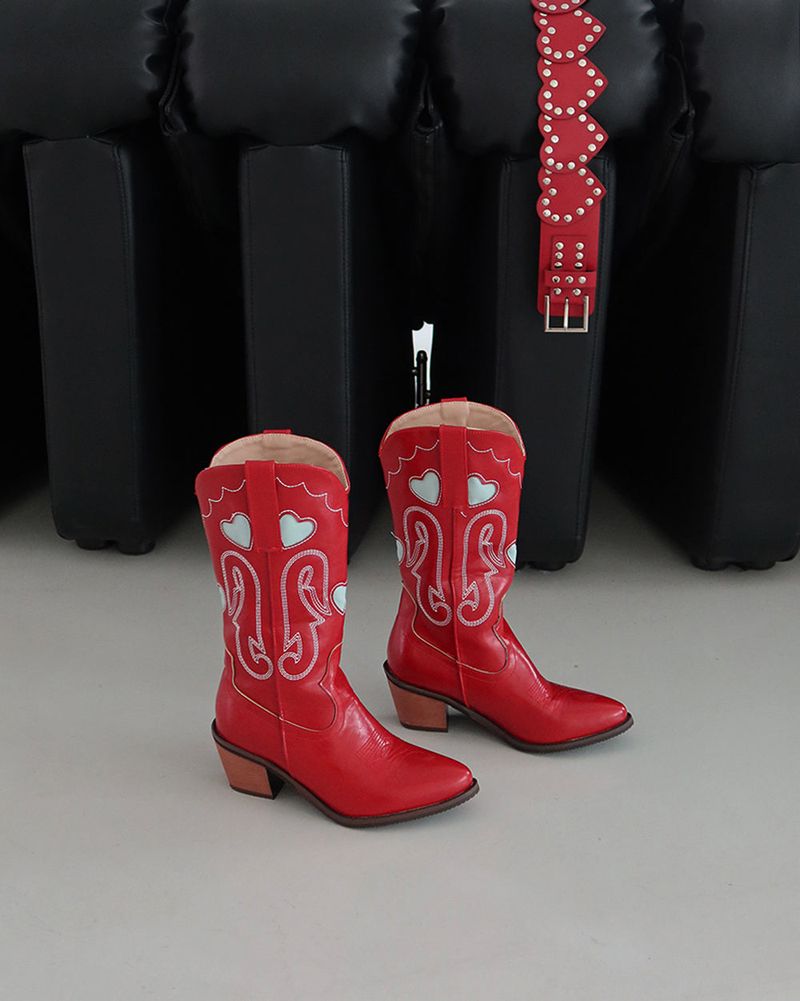 1:1 Custom Order Red Heart Western Boots