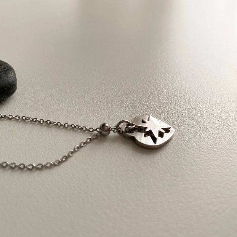 stt Heart Star Layered Ball Necklace