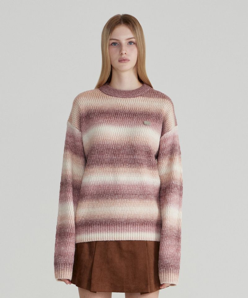 FALLETT（ファレット）の「GRADATION STRIPE KNIT PINK（Tops）」