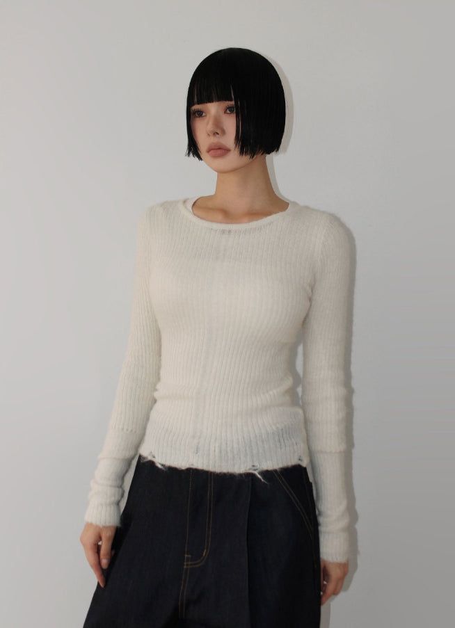 (WOOL) ROUGH DAMAGE KNIT