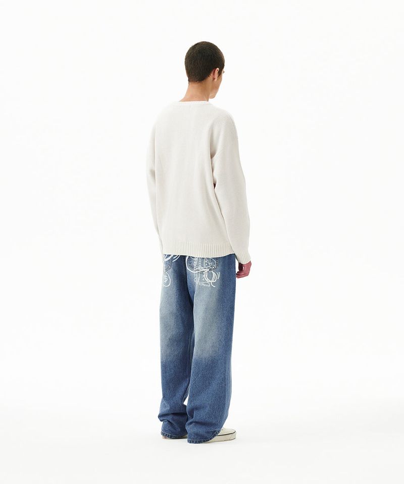 BACK LOGO WASHED DENIM PANT