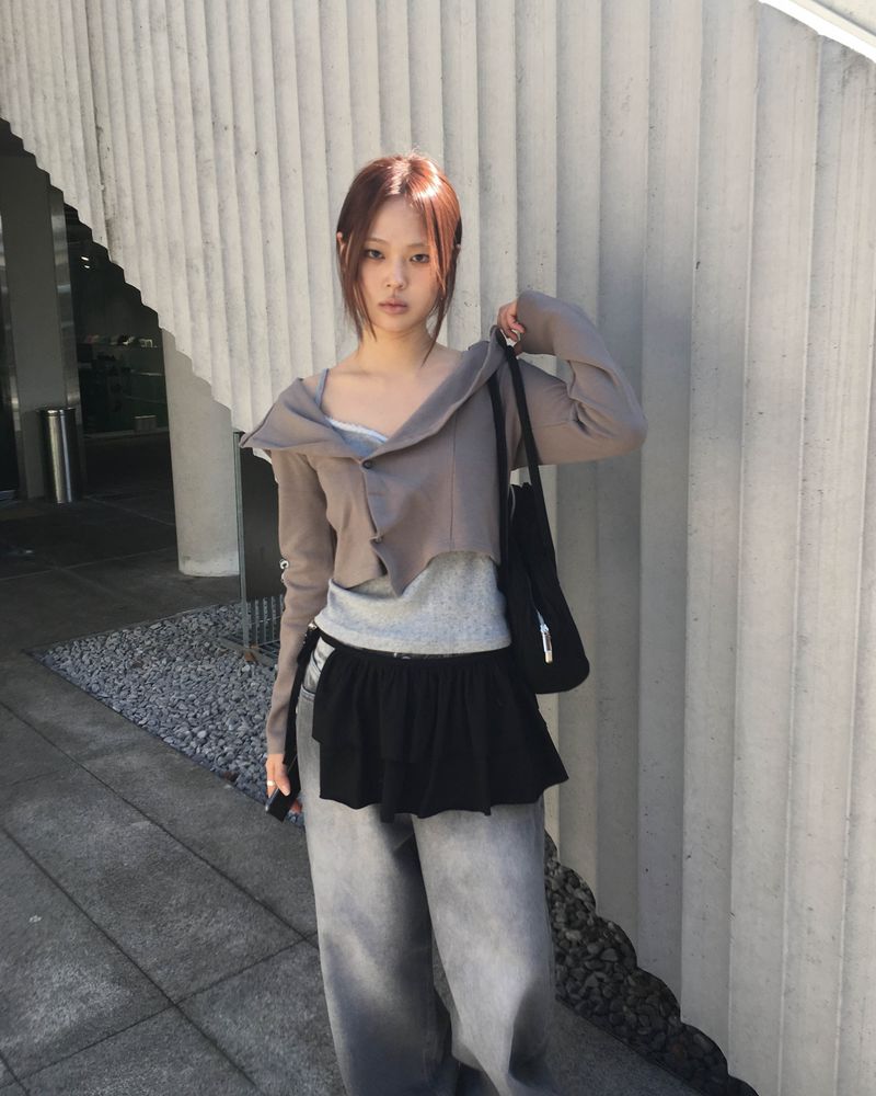 Shirring layered skirt
