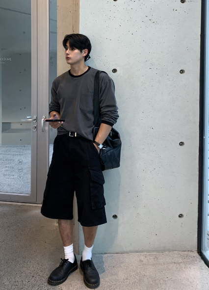 Aaron Cropped Pigment Rivet Ringer Long Sleeve