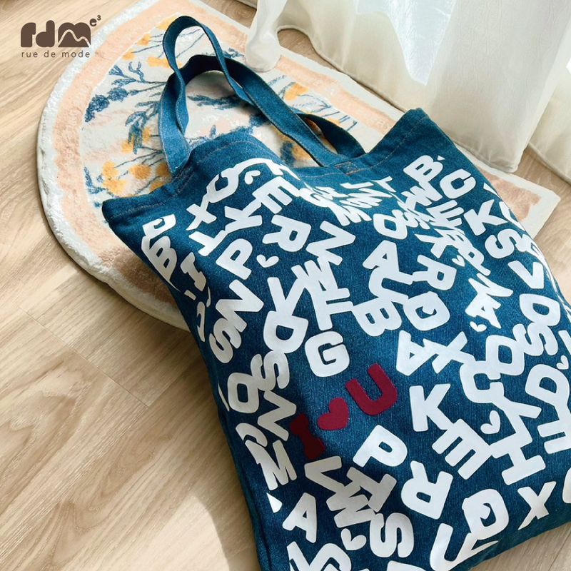 English letter denim denim bag