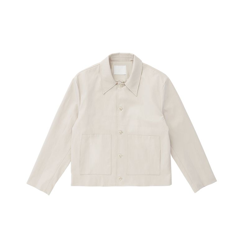 Leather Collar Button Jacket 3COLOR