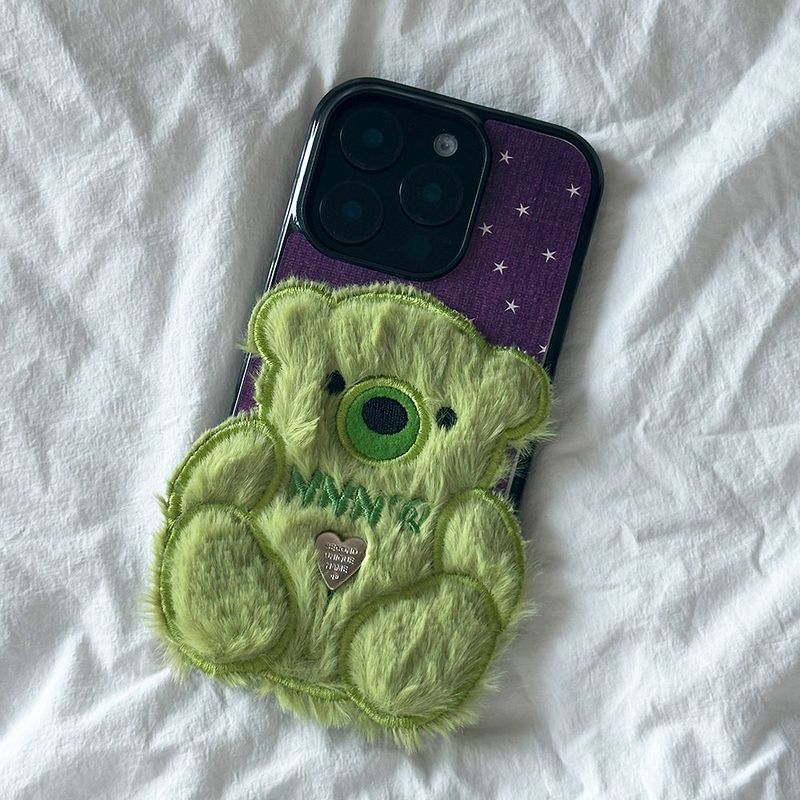 seconduniquename（セカンドユニークネーム）の「SUN CASE PATCH COZY BEAR GREEN (GLOSSY BLACK)（Smartphone Accessories）」