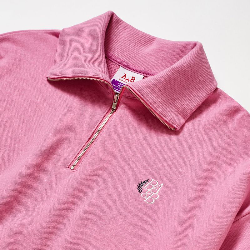 SMALL LOGO HALF ZIPUP SWEATSHIRT_PINK