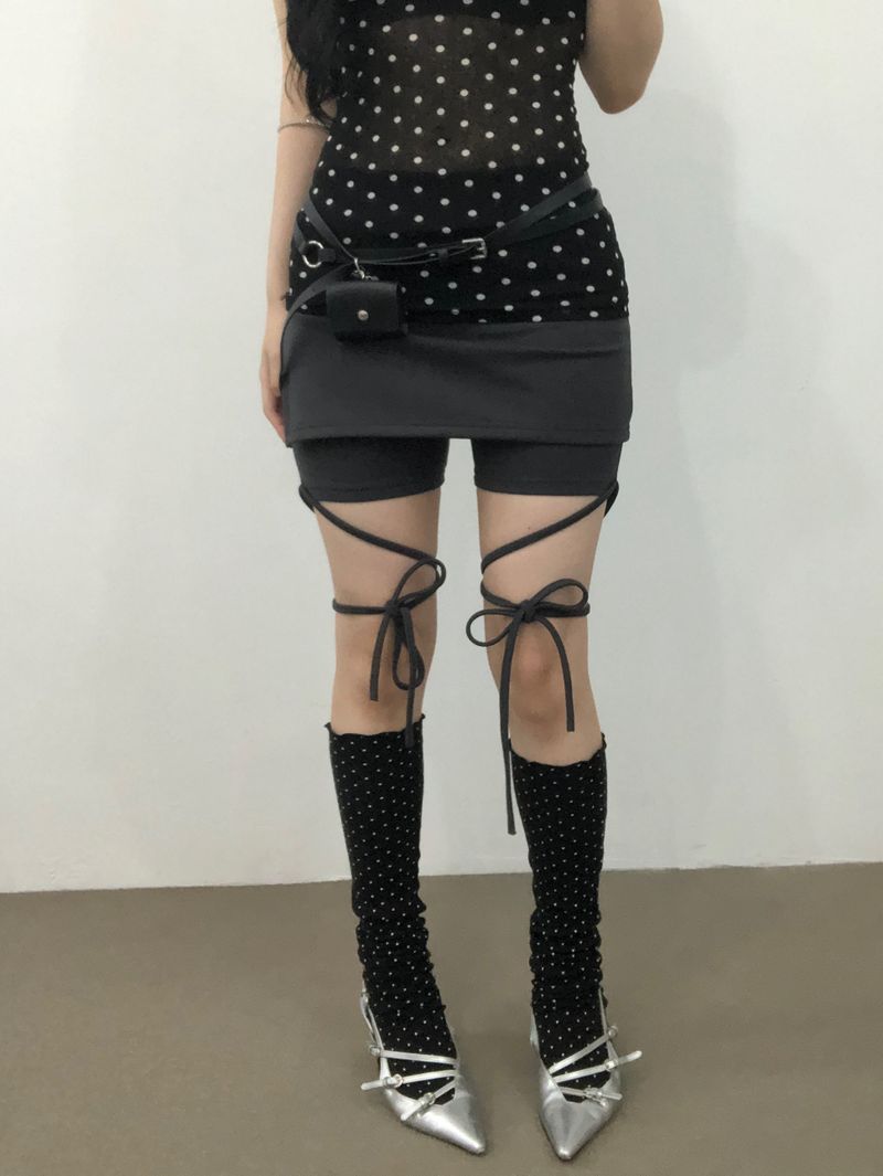 Ribbon Strap Skirt Pants