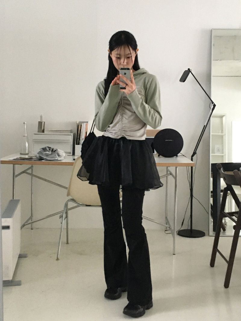 Weil organza layered flare miniskirt