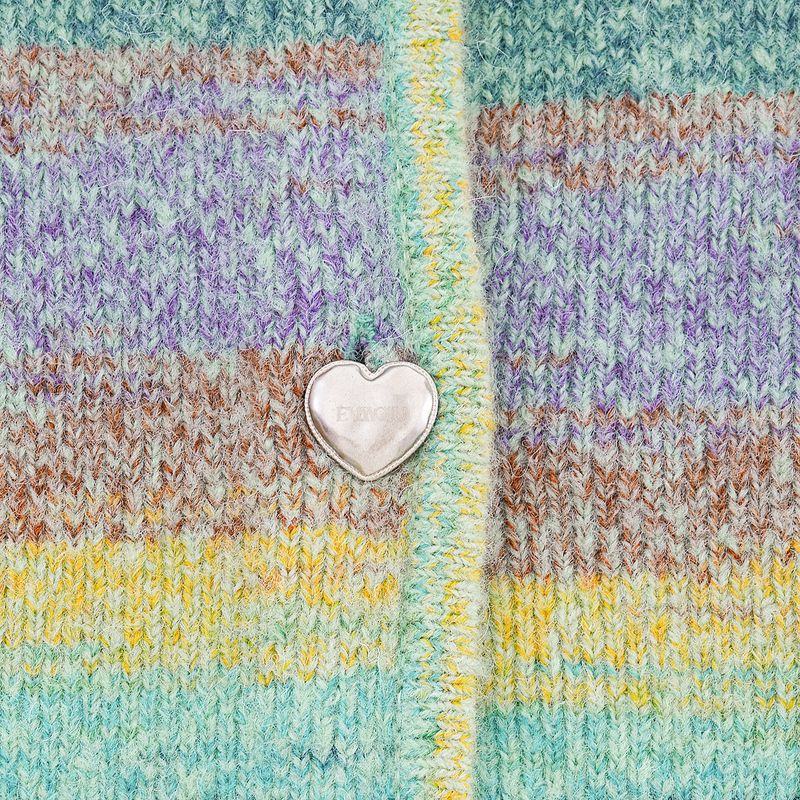 PASTEL GRADATION HEART BUTTON CARDIGAN - MINT