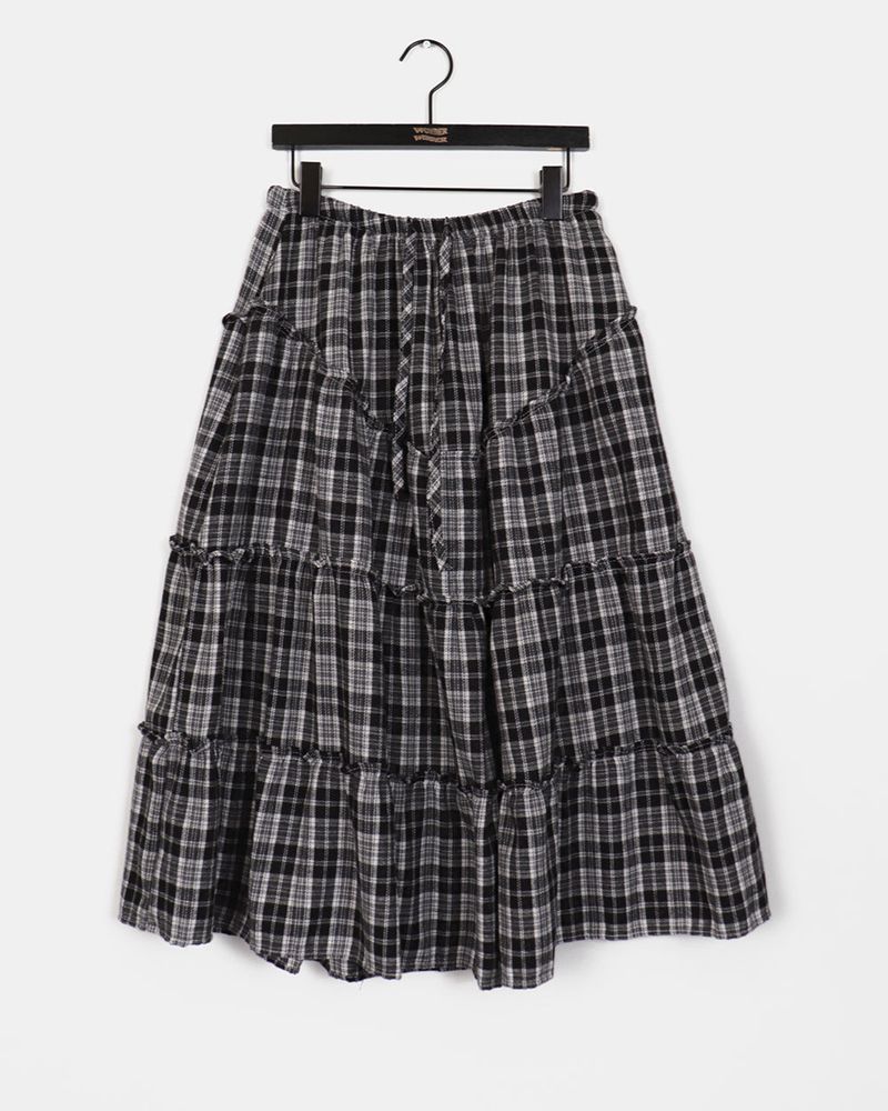 Solpa Checkered Flare Long Skirt