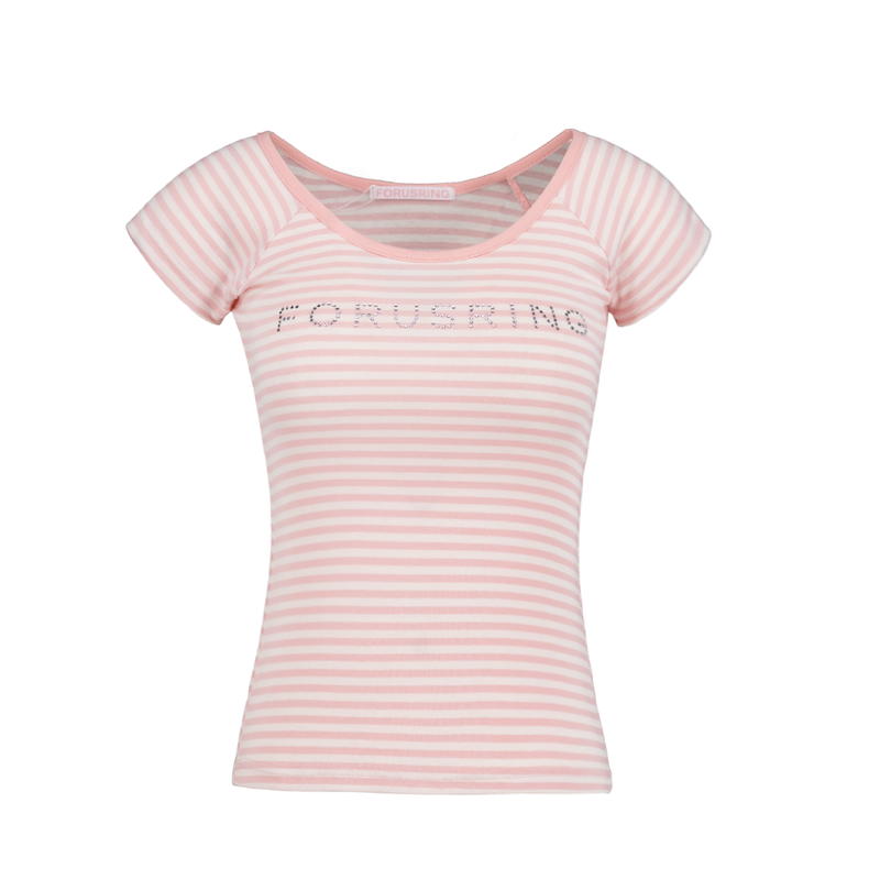 Forusring（フォーラスリング）の「B.ジュエル ロゴ Tシャツ  [PINK STRIPE]（トップス）」