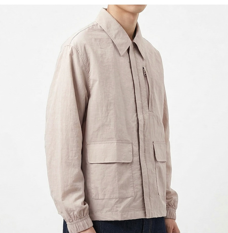 Lightweight Collared Windbreaker Light Beige