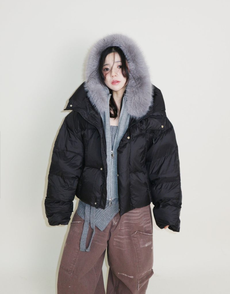 Out String Winter High-Neck Duck-Down Padded Jacket (Light Padded)