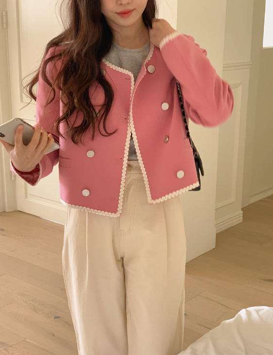 [SHOPPERMADE] Wave Line Double Button Jacket (3color)