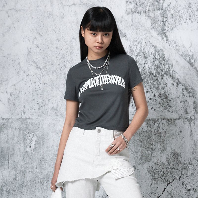 Cropped Archie Logo T-shirt (GRAY)