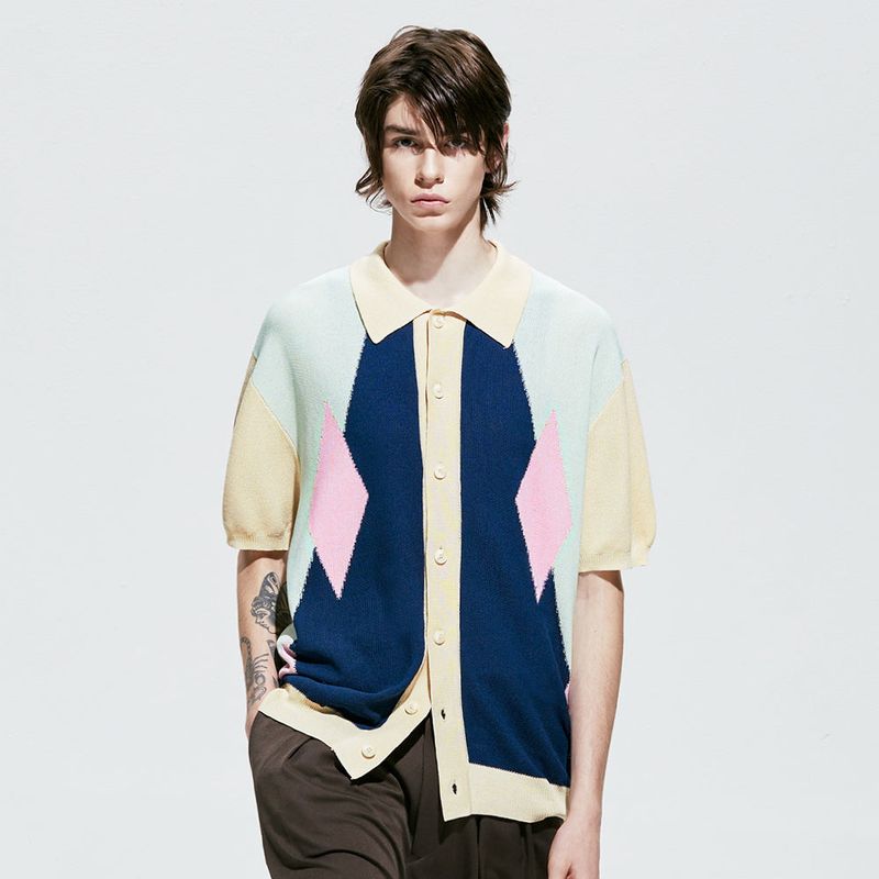 pocker-dia half knit cardigan ivory
