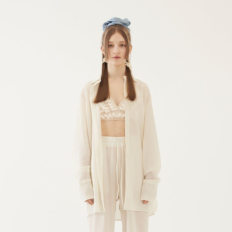 OVERSIZED PLEATS SHIRTS (IVORY)