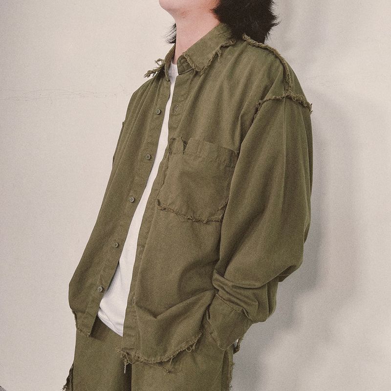 grunge plain shirt_khaki