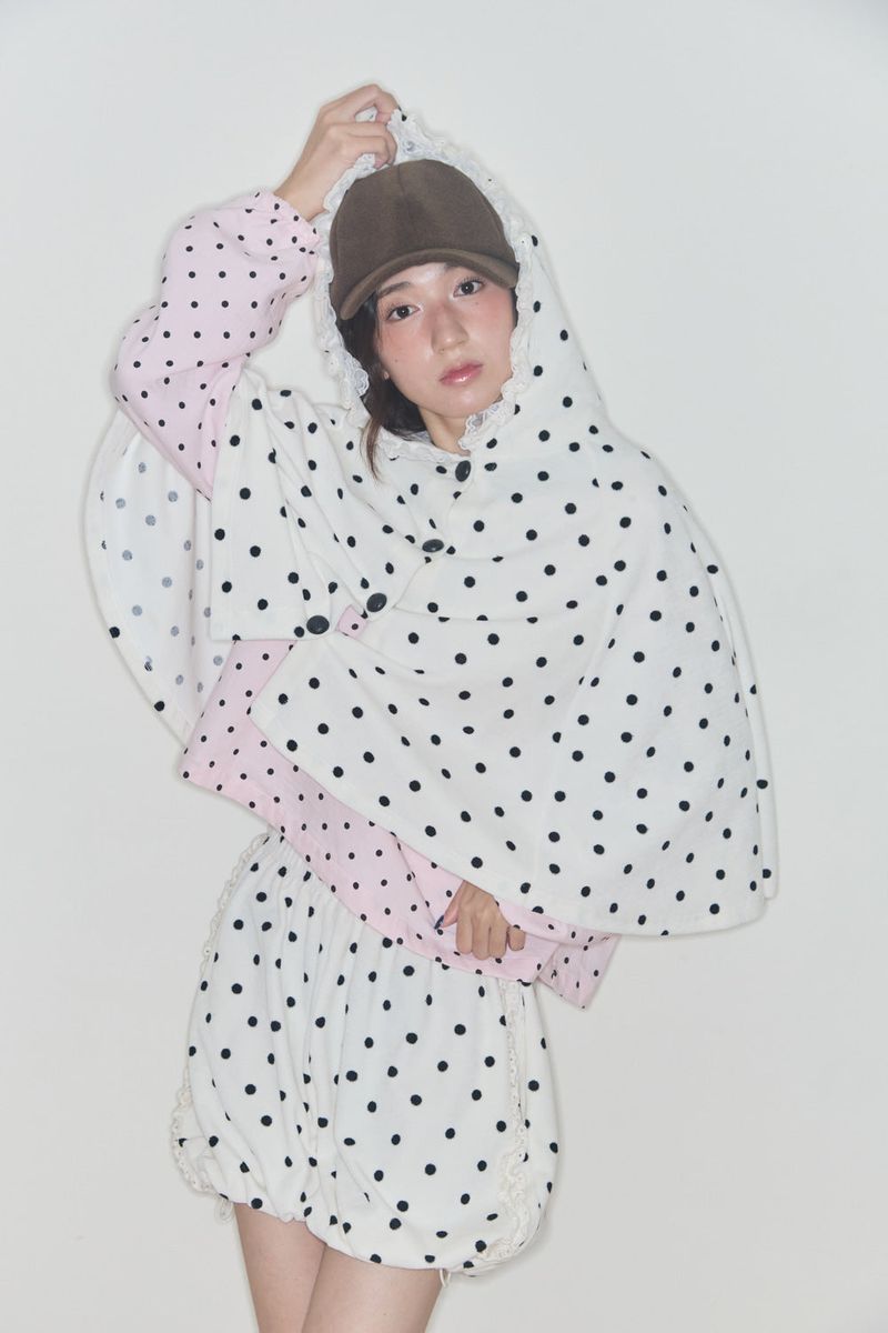 POLKA TERRY PUMPKIN PANTS (WHITE)