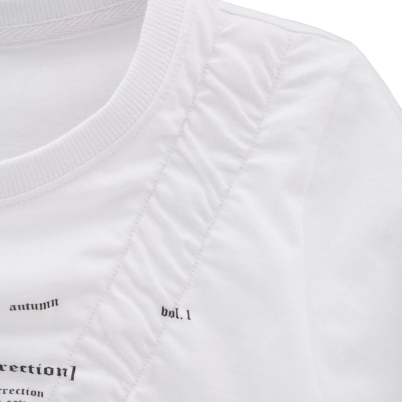 223 X SHIRRING LOGO CROP T - WHITE