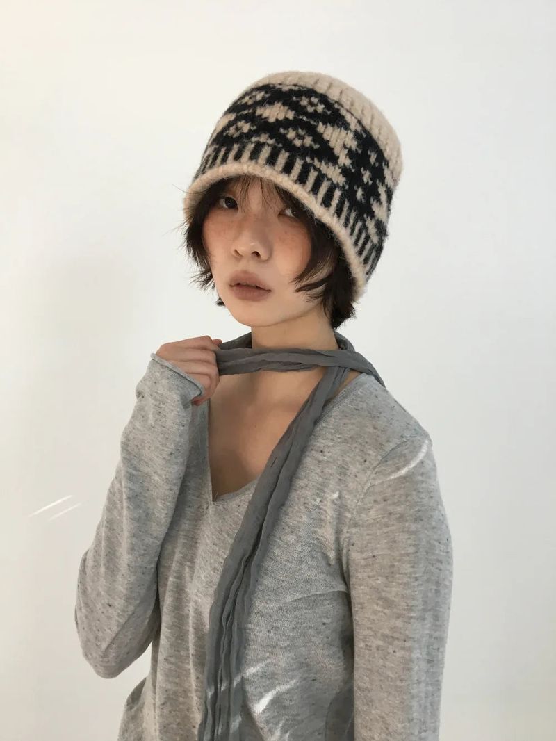 Ripi Side Button Knit+Scarf (4color)