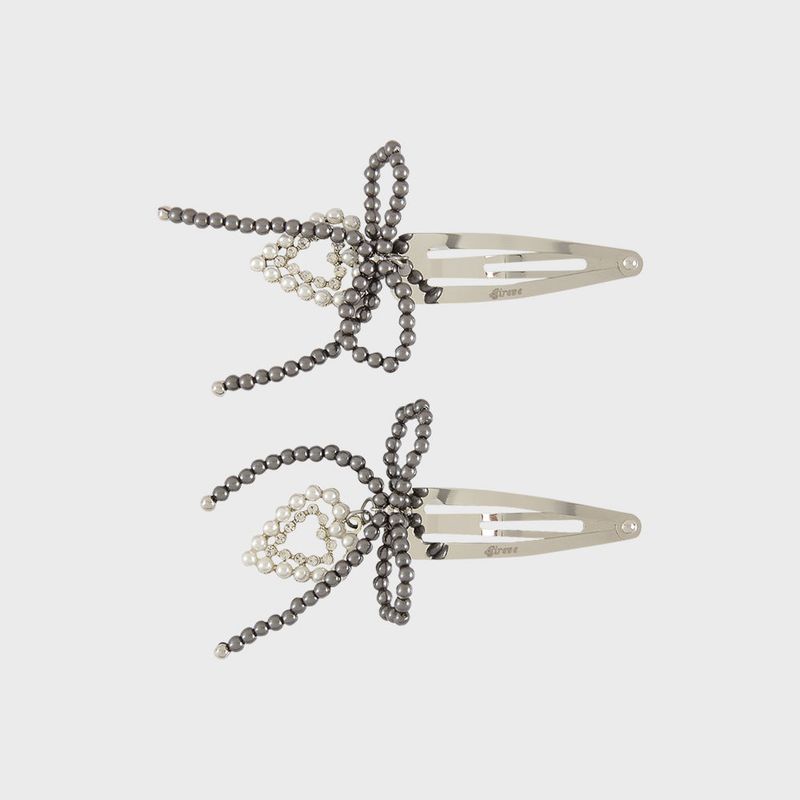 Eireve（エイレブ）の「PEARL RIBBON AND HEART HAIR CLIP SET (2 PCS)（Hair Accessories）」