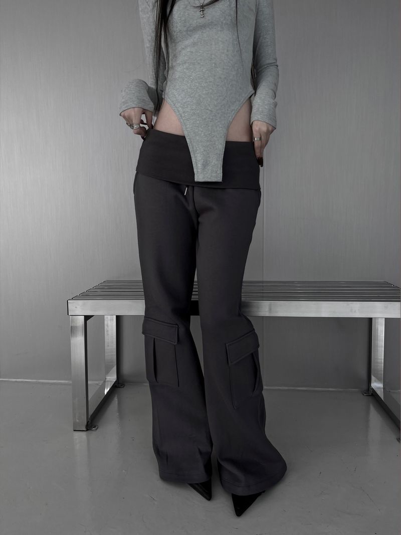 folded cargo bootcut pants (fleece-lined / 2color)