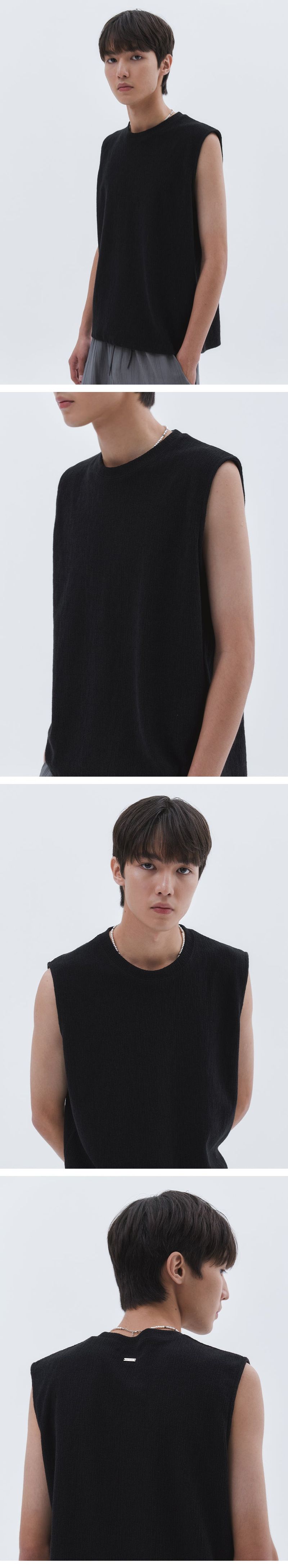 Logo Plate Over Sleeveless__Black