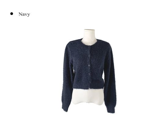 Doobie Soft Fur Button Long Sleeve Cardigan