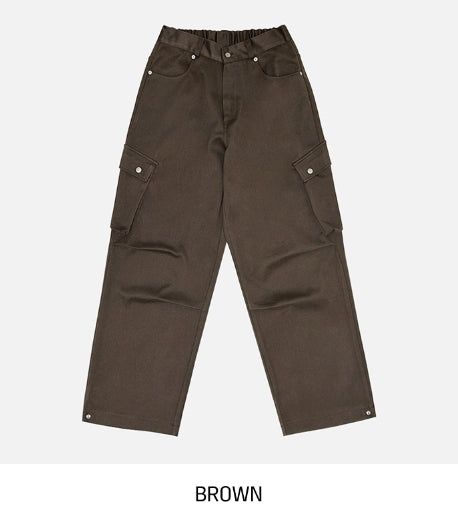 [wool20%] Cain pintuck snap wool cargo pants