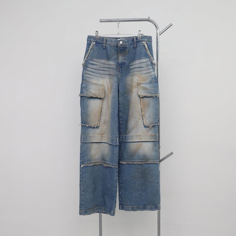 (Unisex) Bison Cargo Wide Denim