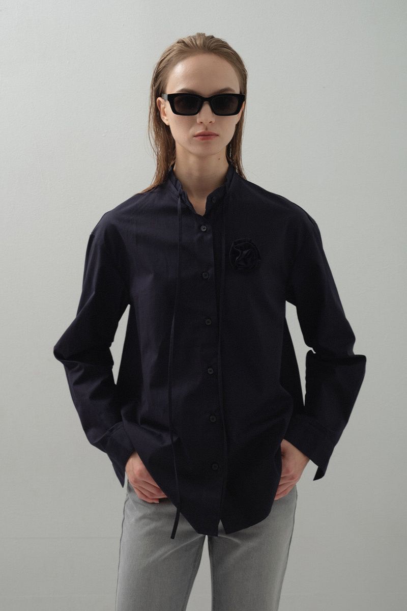 Brooch Convertible Shirt_Navy