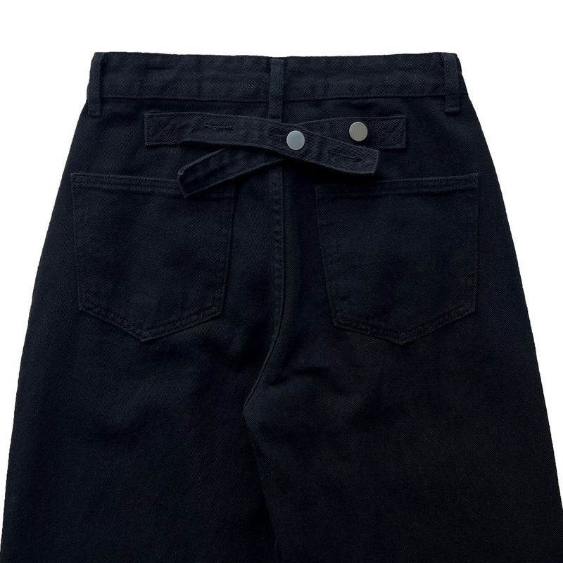 Y2K Back Point X Strap Bijo Wide Loose Fit Denim Long Pants (Black)