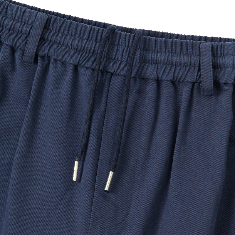 Essential Twill String Banding Wide Pants - NAVY