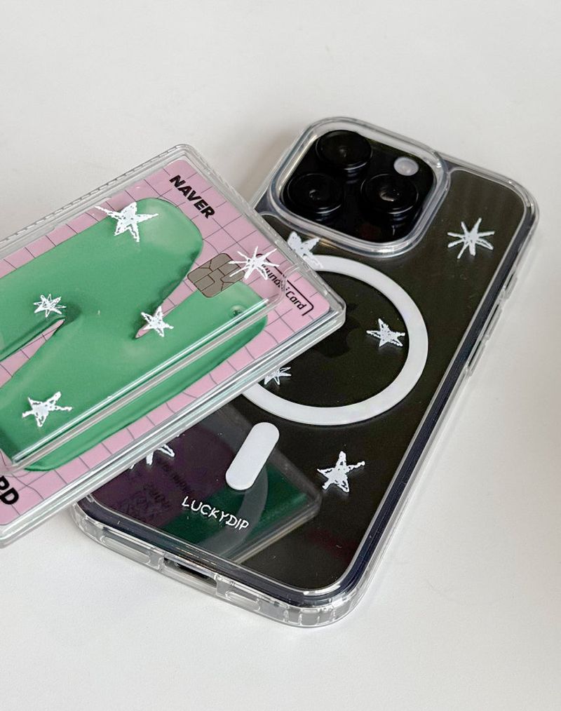 crayon star magsafe clear card pocket