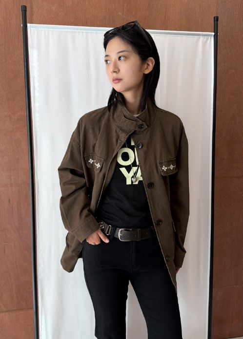 LEATHER MIX FIELD JACKET