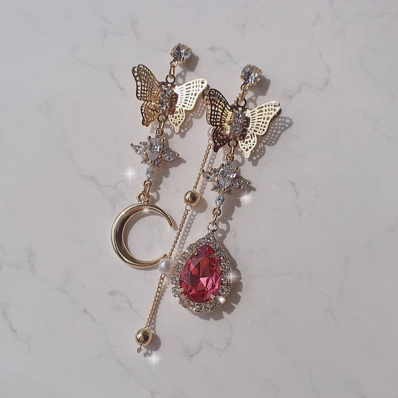 Rosepink Moon Butterfly Earring
