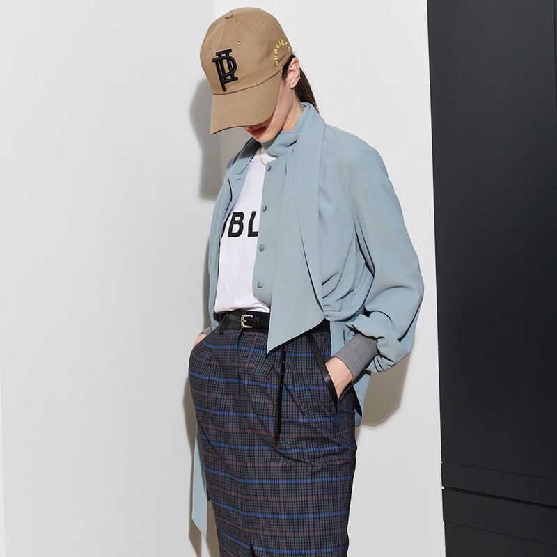  BONNIE BLOCK SKIRT, NAVY CHECK