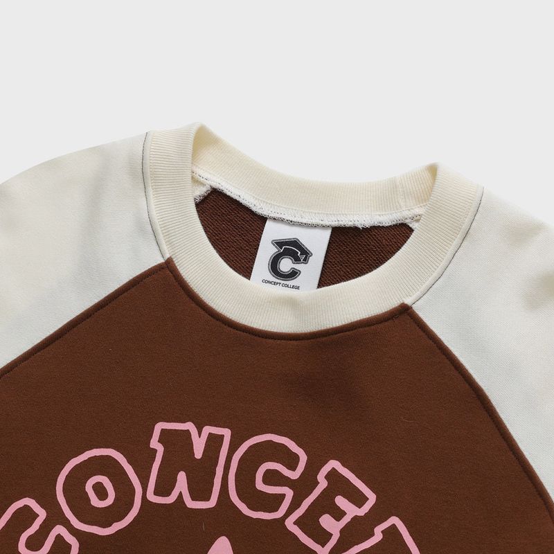 Hand logo Raglan Sweatshirt / Brown-Ivory [Women]