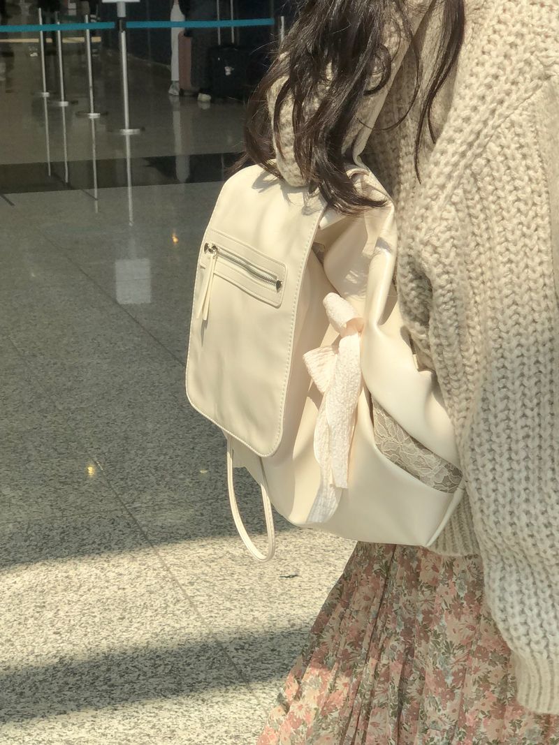 Classic bow bakcpack_cream