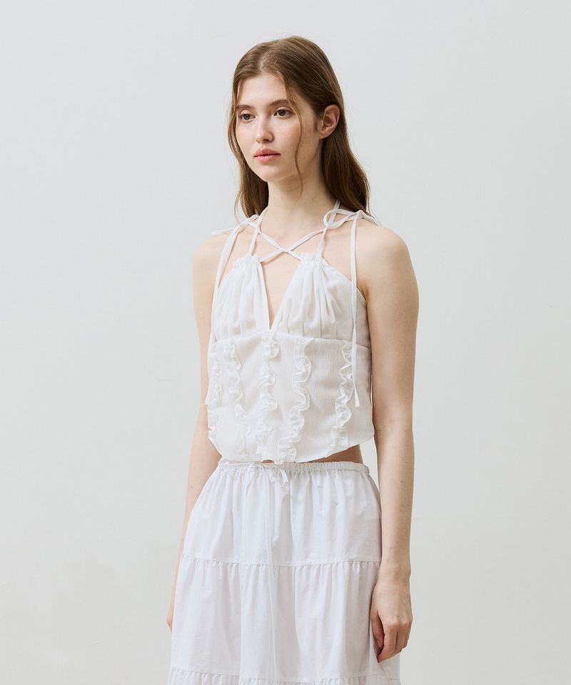 REVE CORSET SMOCKED TOP / WHITE