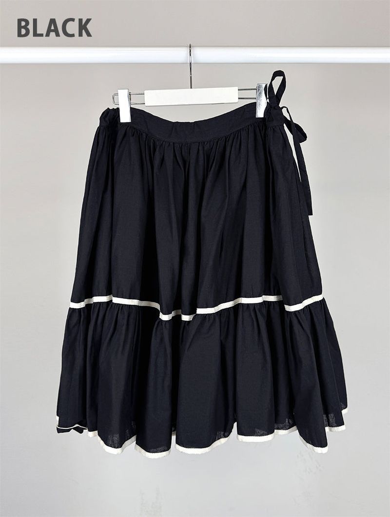 TAPE FLARE RIBBON SKIRT (2C)
