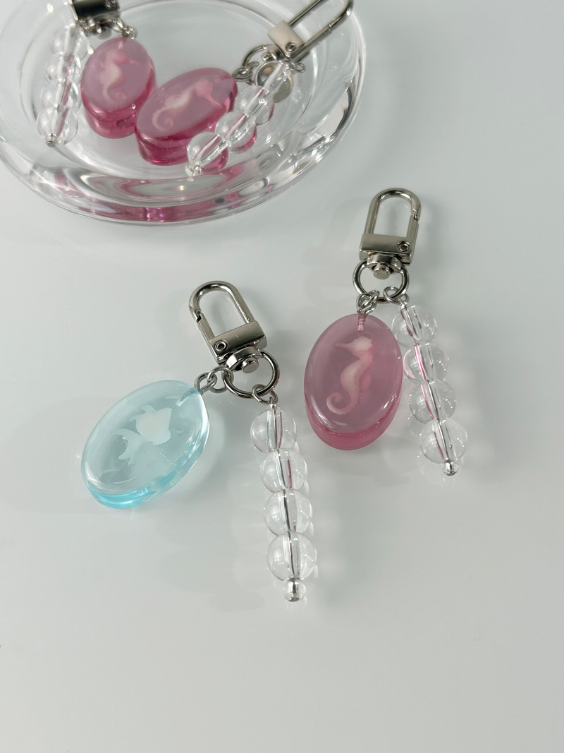Purple Seahorse Keyring