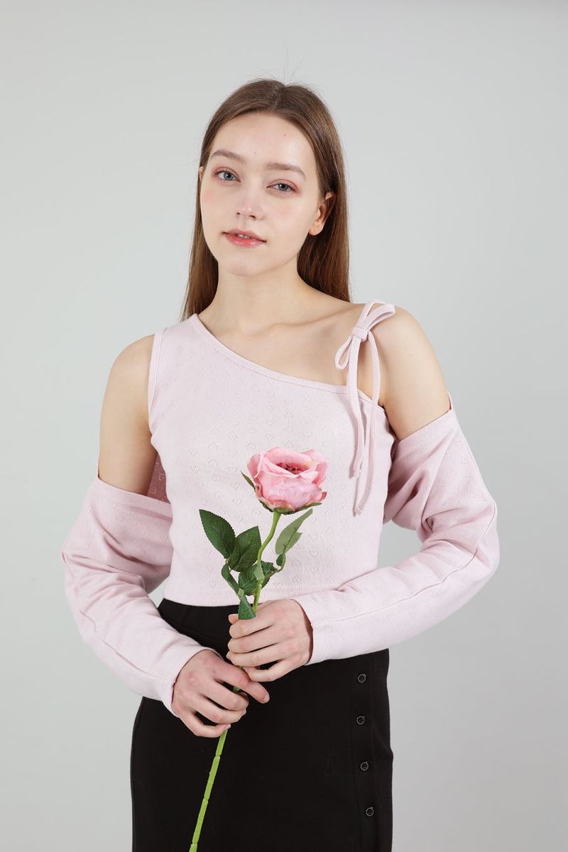 SET Ribbon Sleeveless Bolero Pink