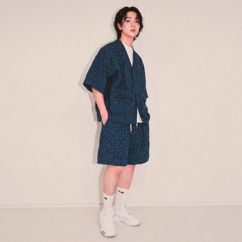 flower robe cardigan_blue