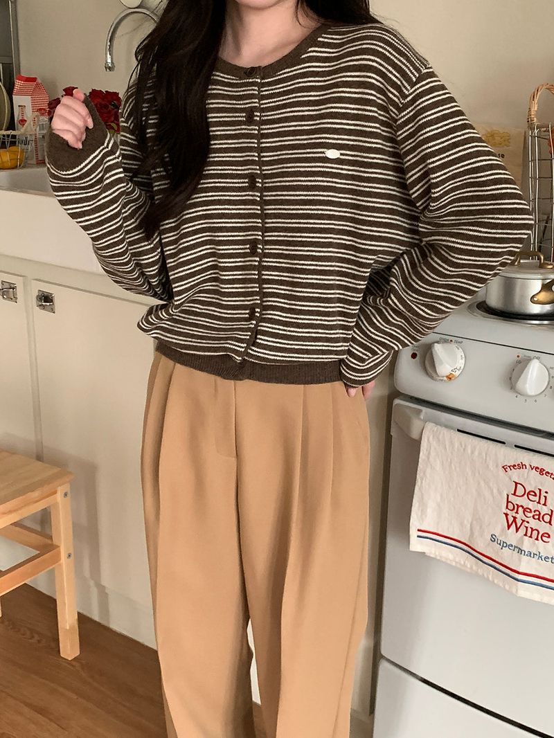 [MADE] [Planning] Slits Stripe Round Cardigan